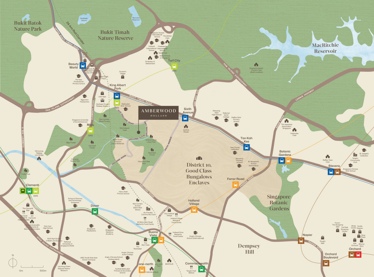 Amberwood at Holland set amid Bukit Timah Nature Reserve, Holland Green Linear Park and the Singapore Botanic Gardens